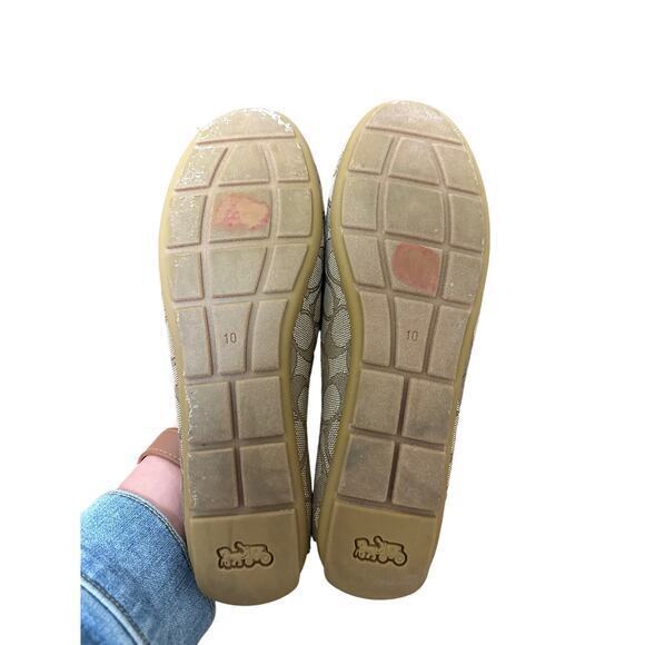 COACH Women’s Moira Loafer in Signature Jacquard Khaki/ Saddle Brown Size 10 - Picture 8 of 8